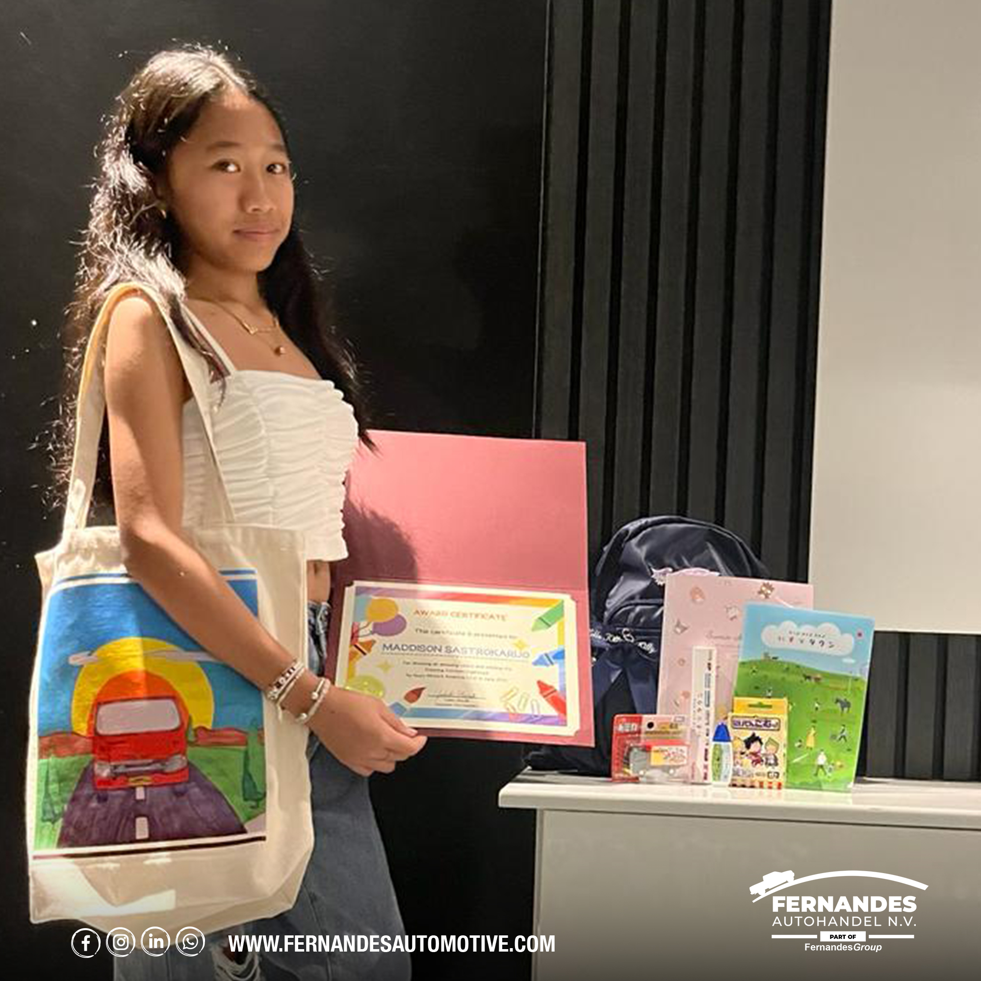 Maddison Sastrokarijo, Winnaar van Suriname van de Isuzu Coloring Contest