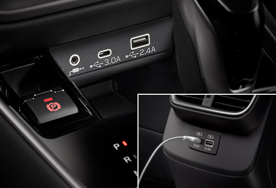 Front USB Ports (Type-A and C) and Rear USB Power Ports [HIDDEN]